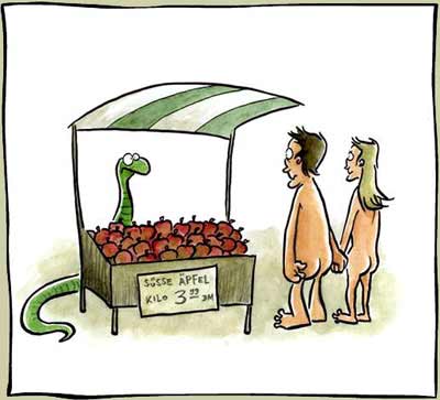 карикатура "В Год Змеи с райским яблоками!"