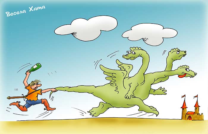 Свежие анекдоты. Карикатура "Борьба с Зелёным Змием". Валерий Удовиченко