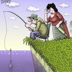 Смешные карикатуры Руслана Долженца. Контроль на рыбалке