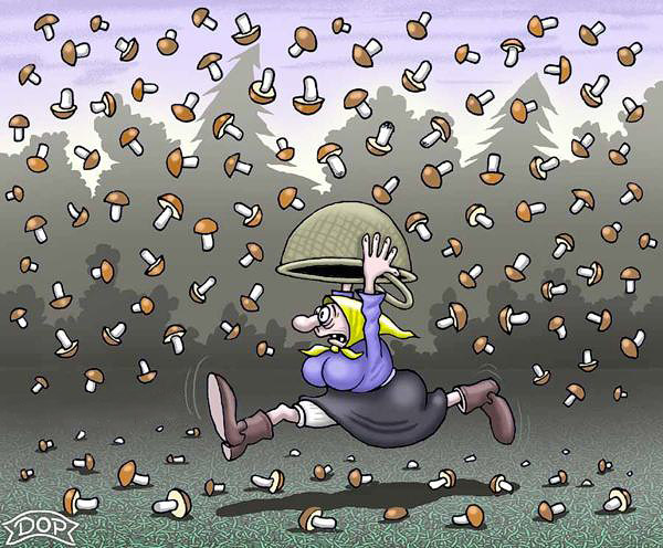 Карикатура Руслана Долженца. Грибной дождь