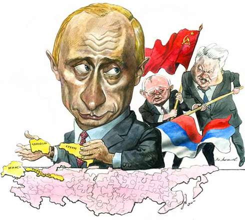шарж - карикатура "Путин, Ельцин, Горбачёв"