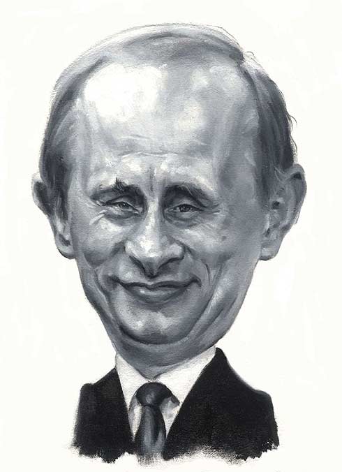 шарж "Вальяжный Владимир Путин"