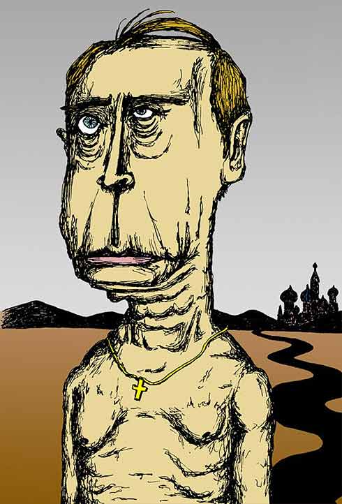 шарж - карикатура "Владимир Путин с крестиком"